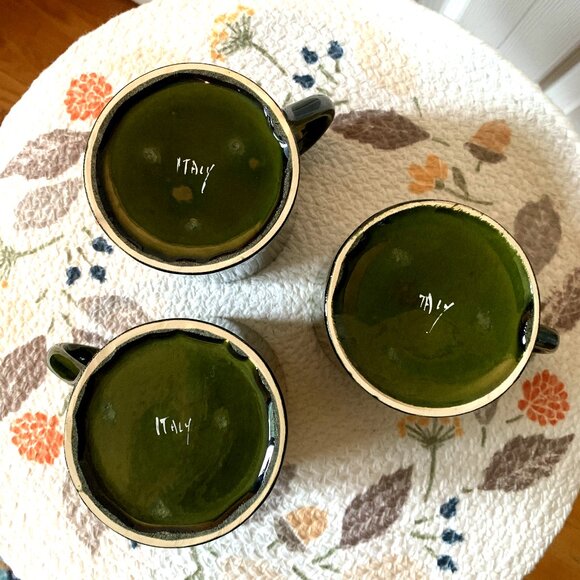 Vtg Italian Ombre Ceramic Coffee Mugs 3pc Set - Picture 5 of 7